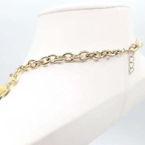 ANN TAYLOR Retro MCM Atomic Style Gold Tone Resin Cabochon Necklace Funky Mod - Picture 6 of 10